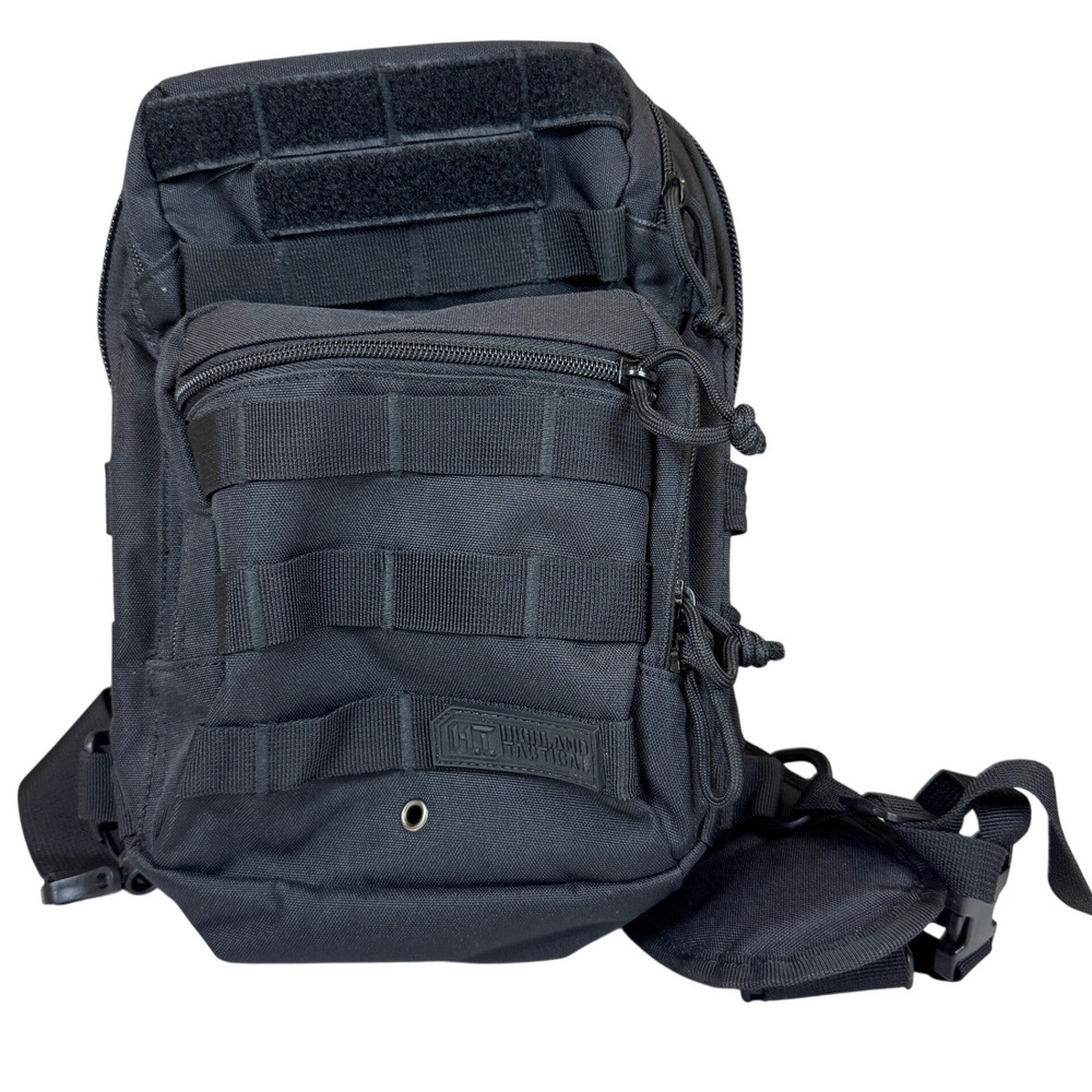 Highland Tactical Black Sling Bag EDC Molle Tactical Shoulder Pack Backpack
